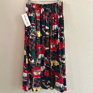 VTG The Eagle's Eye Cotton Midi Floral Patchwork Fishing Hunting Roses Skirt M